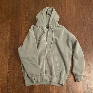 Christy Brandy Melville Oversized Zip Up Hoodie in Sage Green